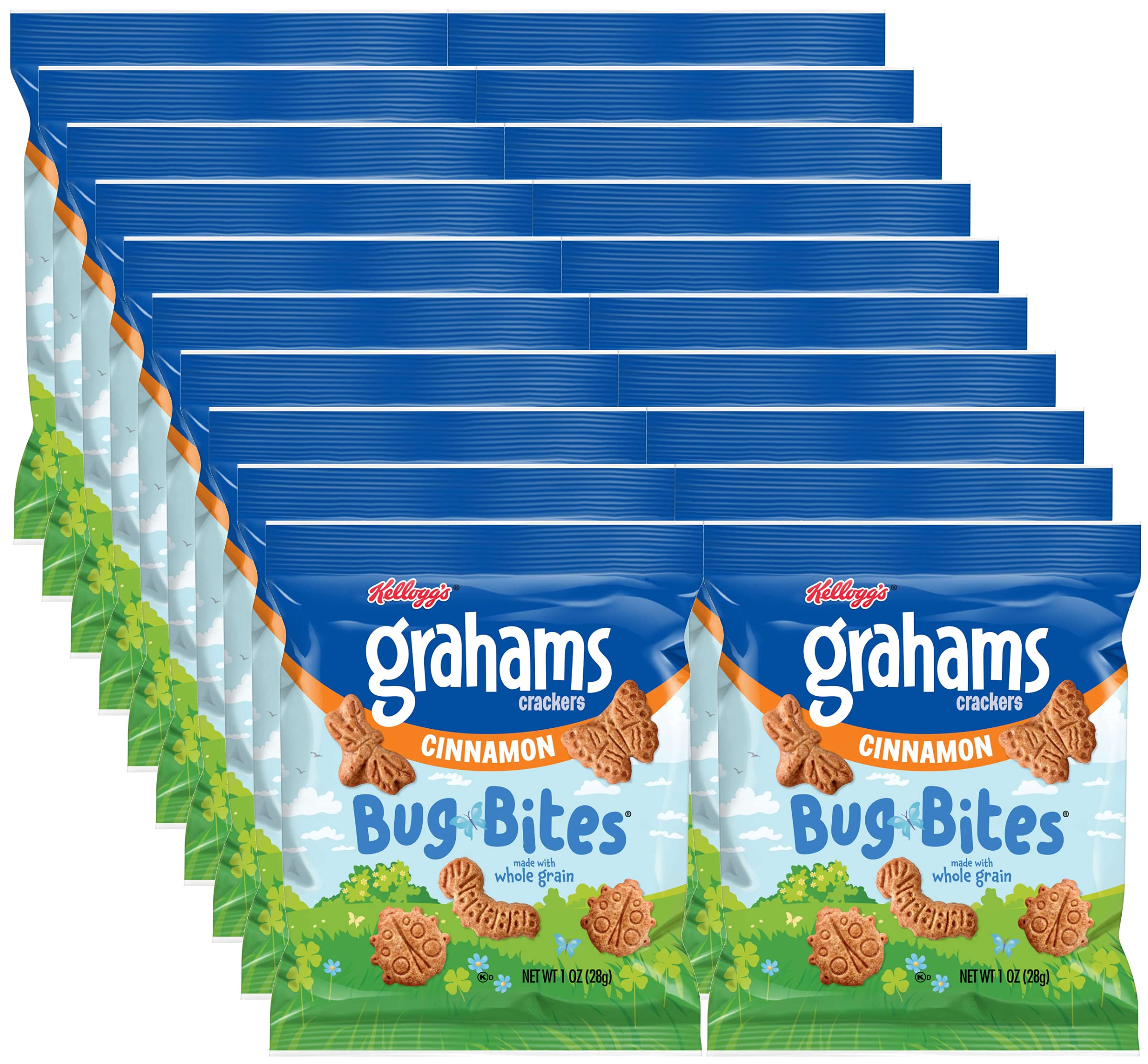 Kellogg's Cinnamon Graham Crackers Bug Bites pack—family-friendly whole grain snack.
