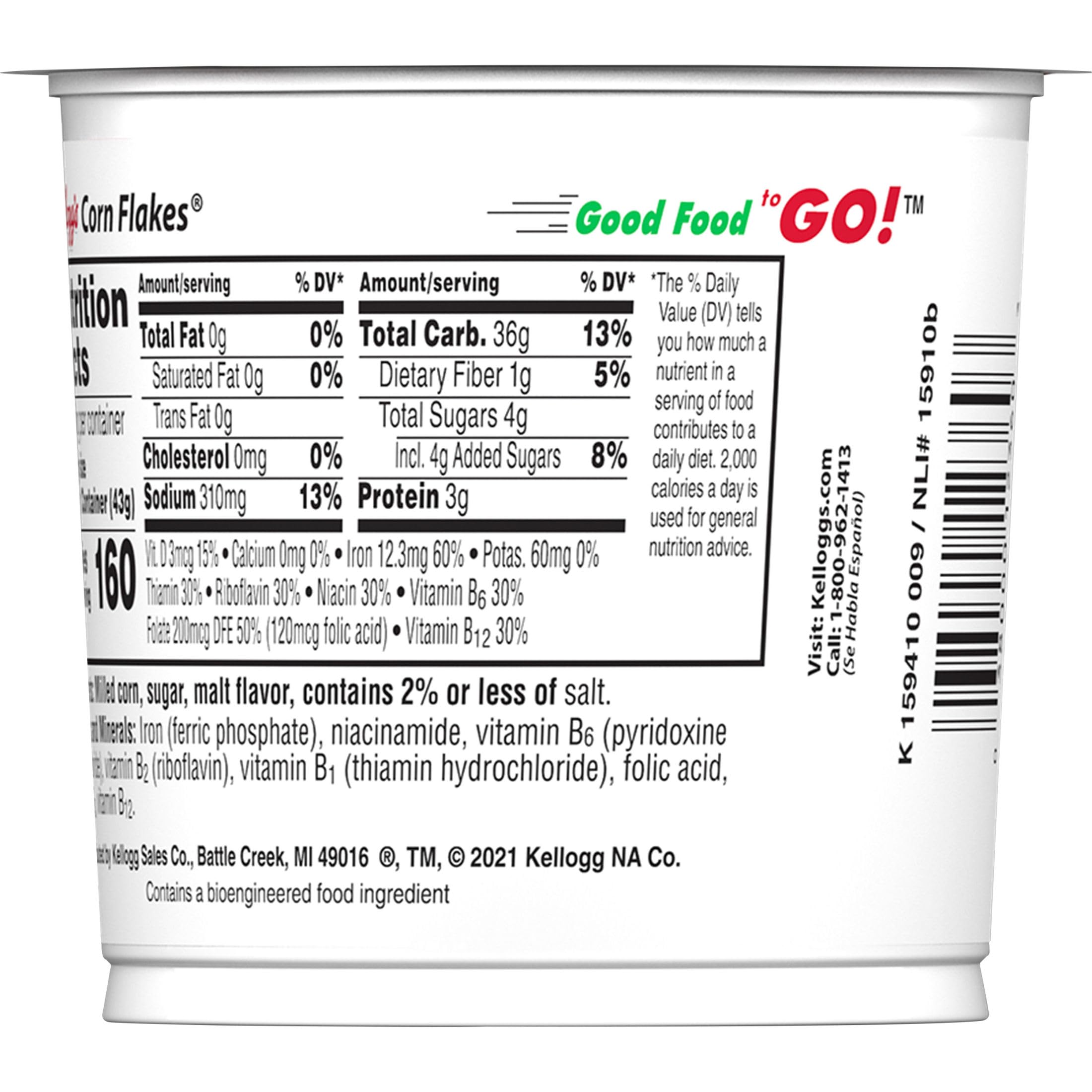 Kellogg's Corn Flakes crispy flakes closeup, great for toppings or quick snacks