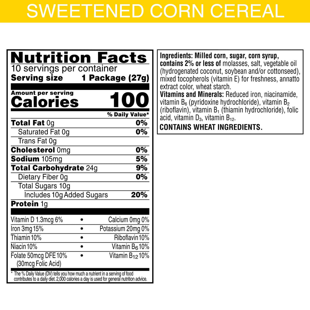 Pouch open with corn pops for on-the-go snacking.