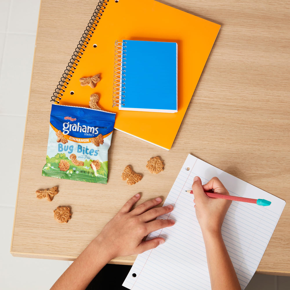 Kellogg's cinnamon graham bites ideal for school lunches and travel.