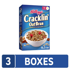 Kellogg's Cracklin' Oat Bran in bowl with milk, highlighting fiber