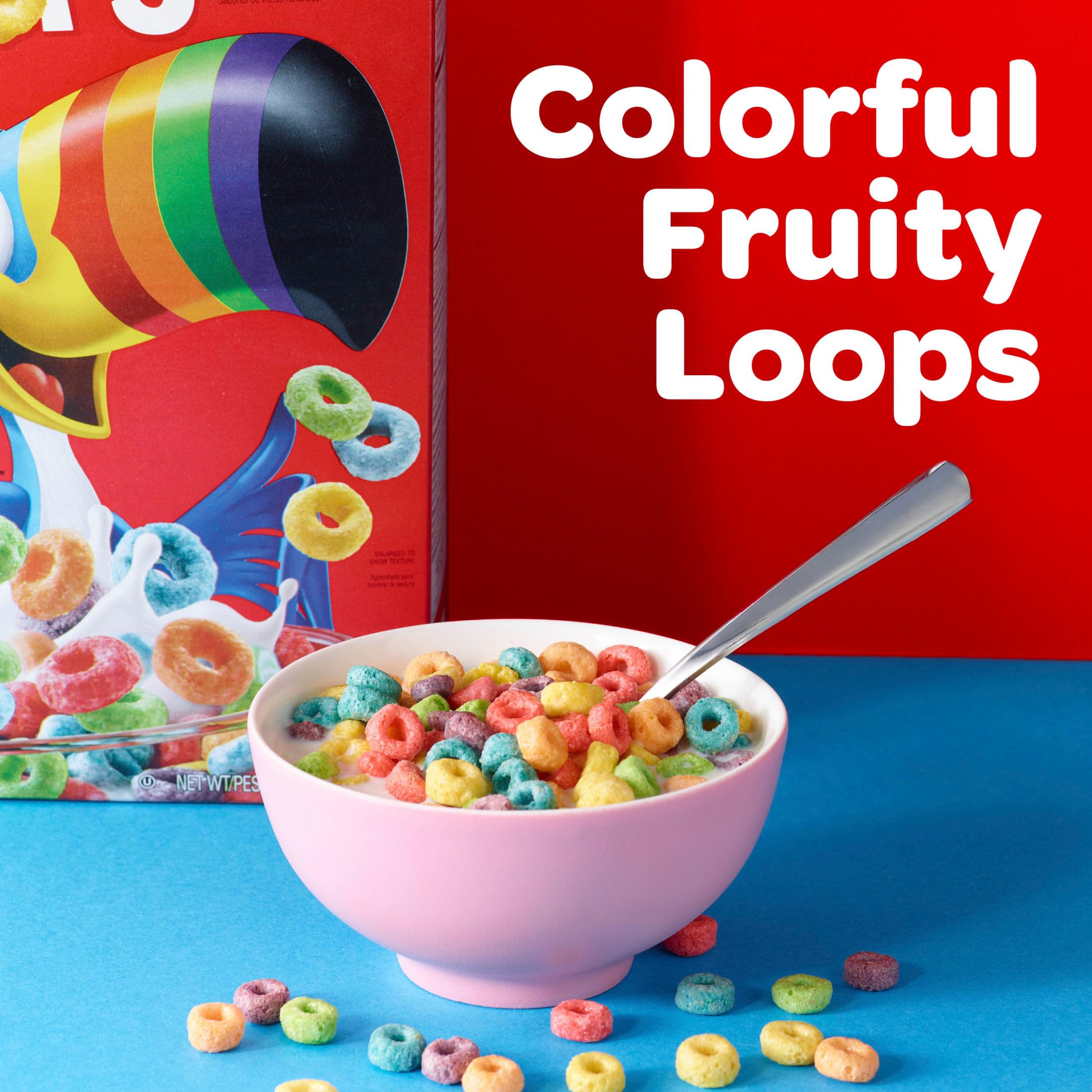 Kellogg's Froot Loops giant box on a shelf for busy family mornings