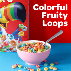 Kellogg's Froot Loops giant box on a shelf for busy family mornings