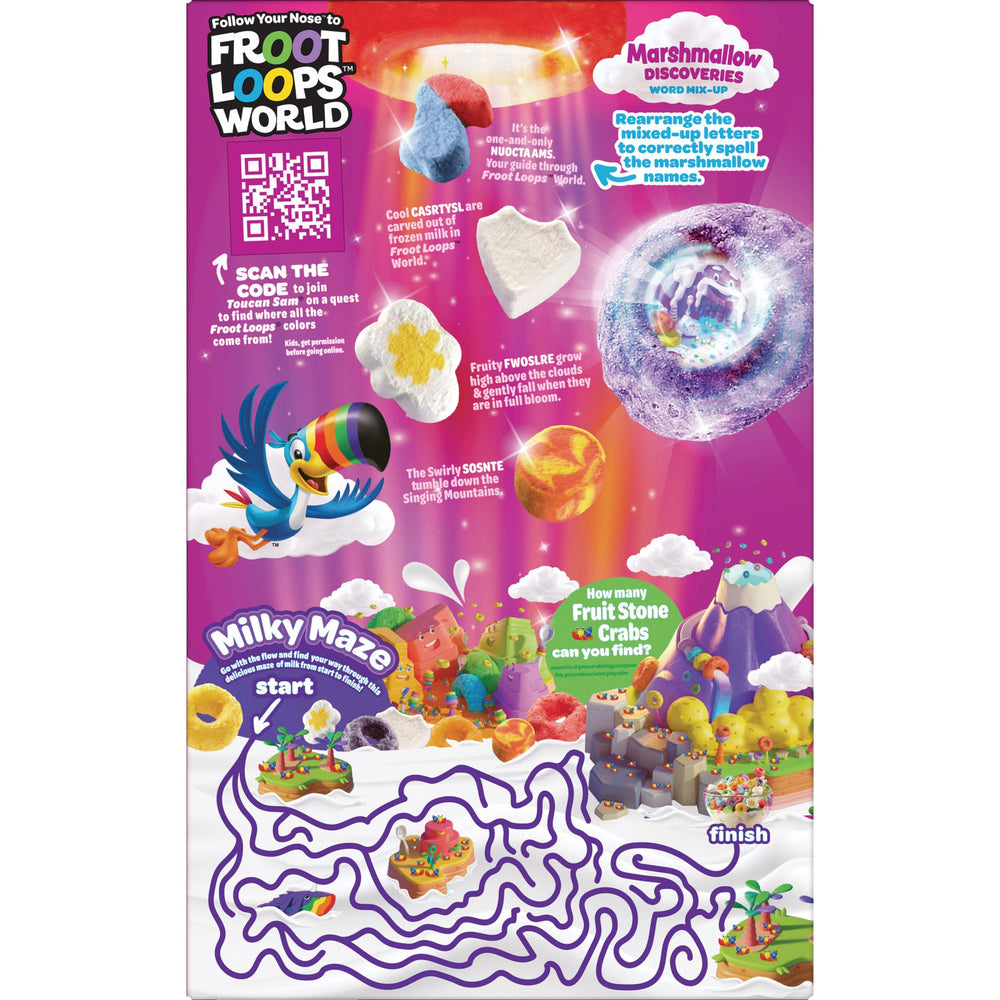 Family-style breakfast featuring Kellogg's Froot Loops with Marshmallows