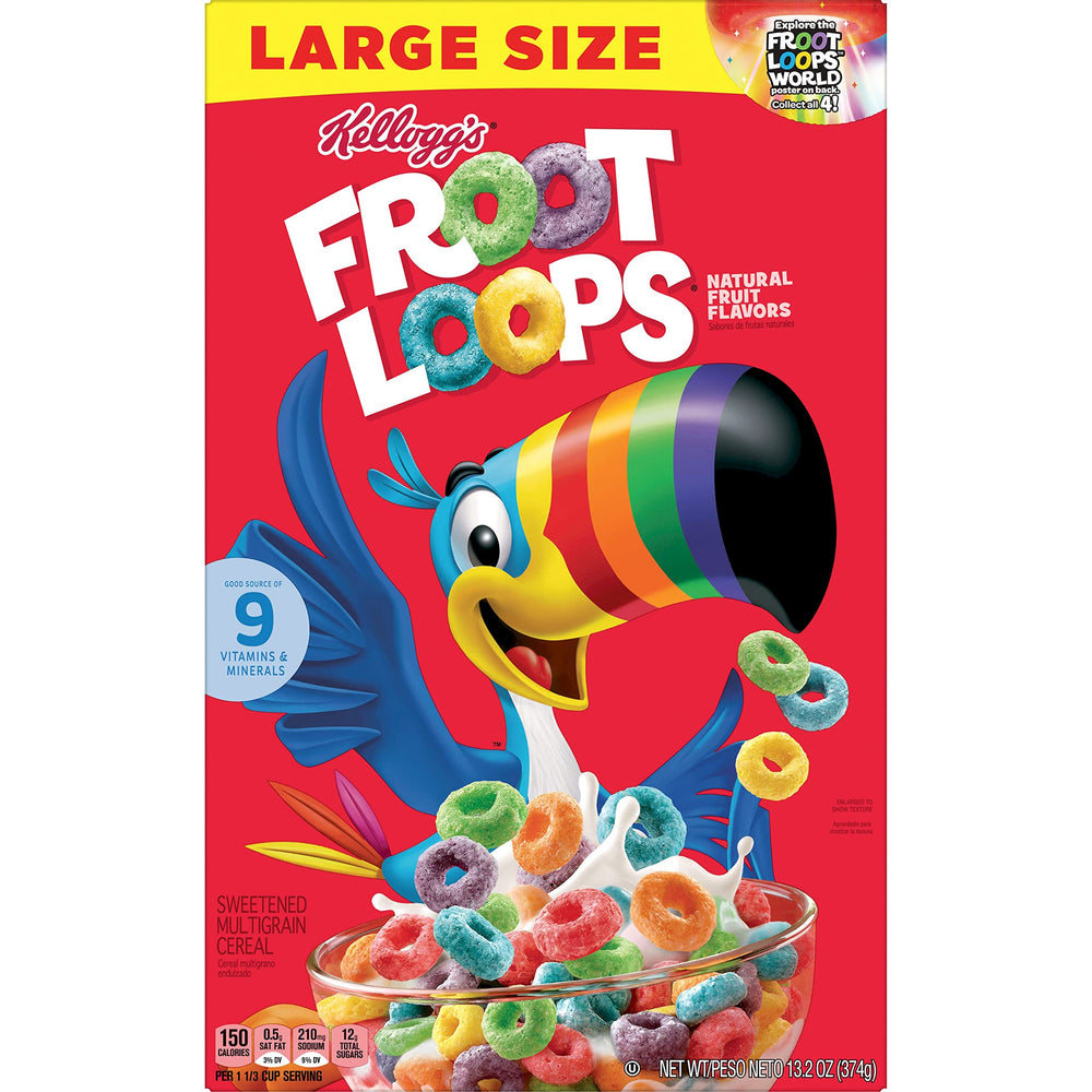 Kellogg's Froot Loops enriched with nine vitamins and minerals per serving.