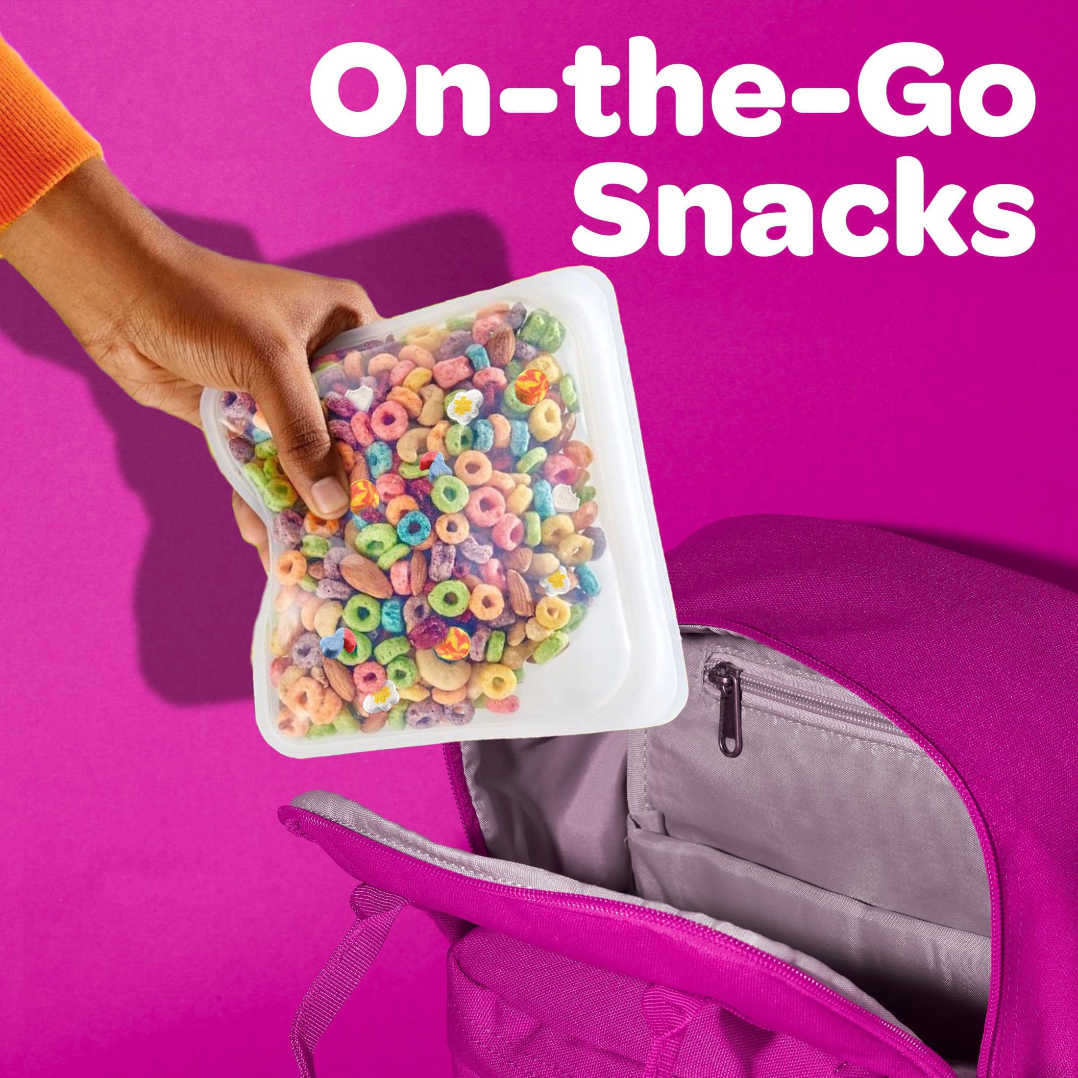 Pouring milk over Kellogg's Froot Loops with Marshmallows cereal