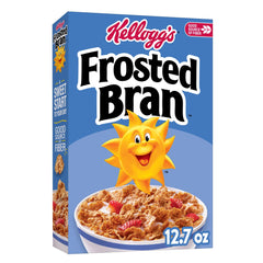 Kellogg's Frosted Bran bowl with milk, fiber-rich start to the day.