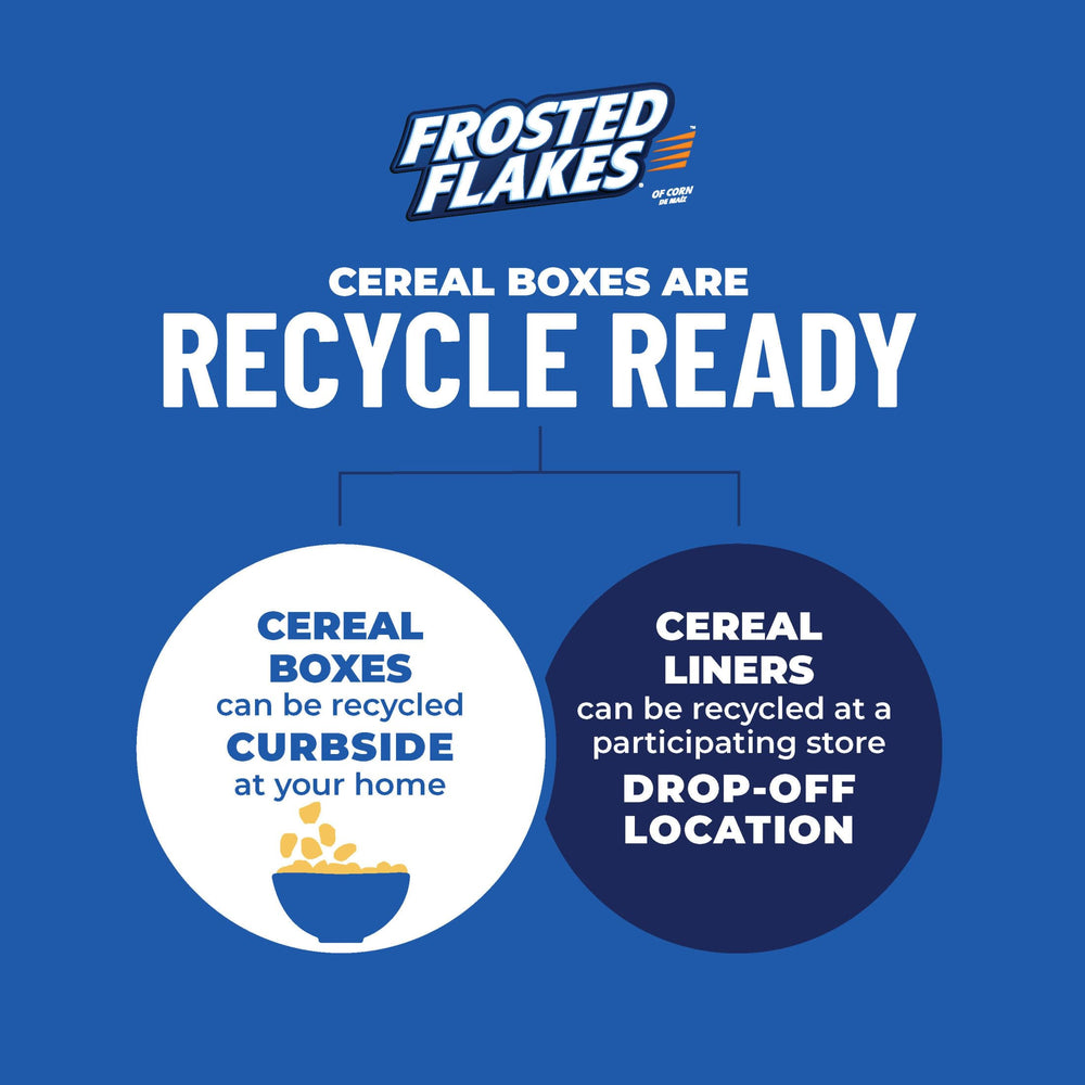 Four simple ingredients highlighted in Kellogg's Frosted Flakes 25% Less Sugar packaging.