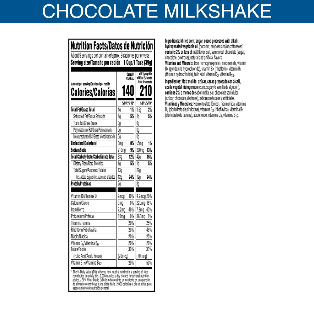 Kellogg's Frosted Flakes Chocolate Milkshake pouring with milk for rich chocolate flavor.