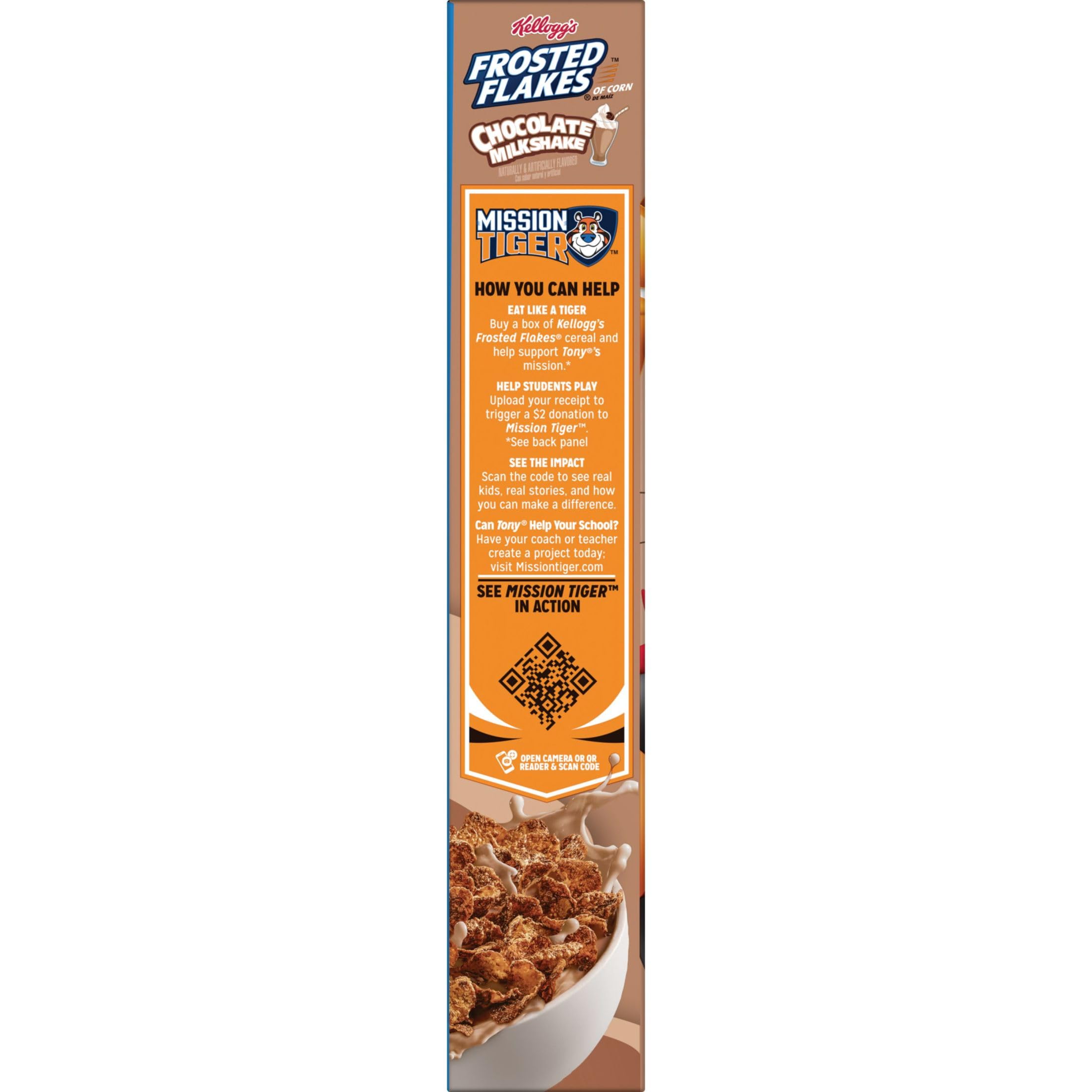 Kellogg's Frosted Flakes Chocolate Milkshake serving dish ready for family mornings.