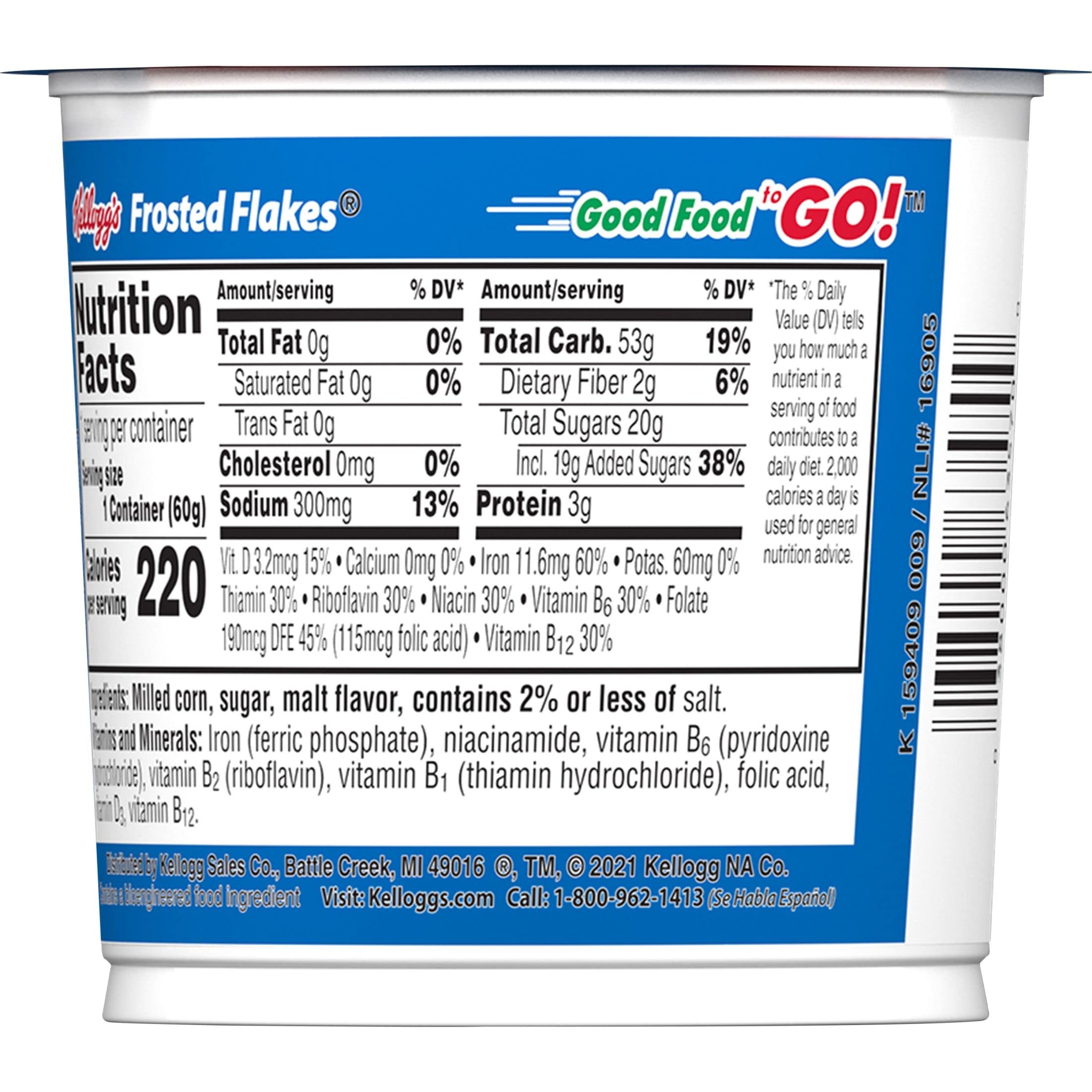 Kellogg's Frosted Flakes cup—portable snack for school or travel.