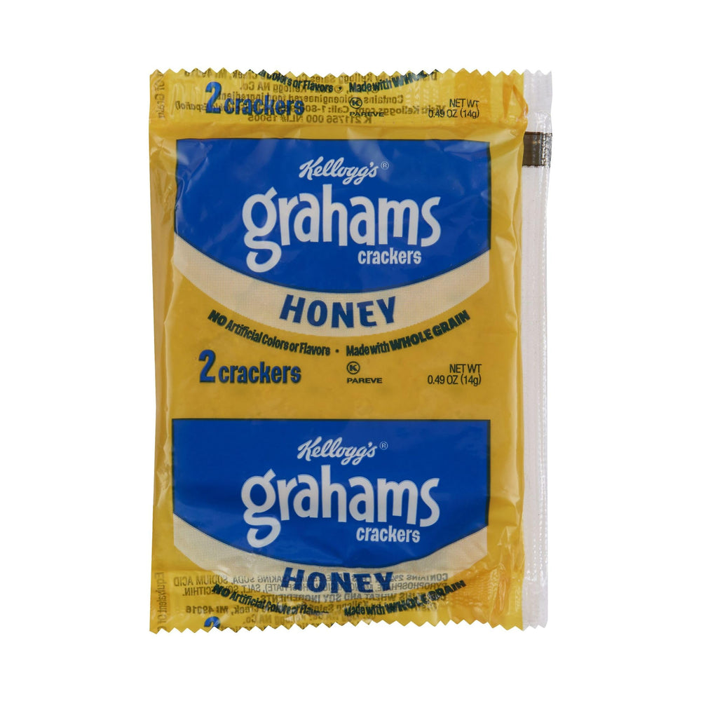 Kellogg's Honey Grahams with milk, a classic pairing for kids and adults.