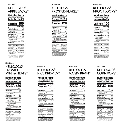 Kellogg's individually boxed cereals arranged for meal prep