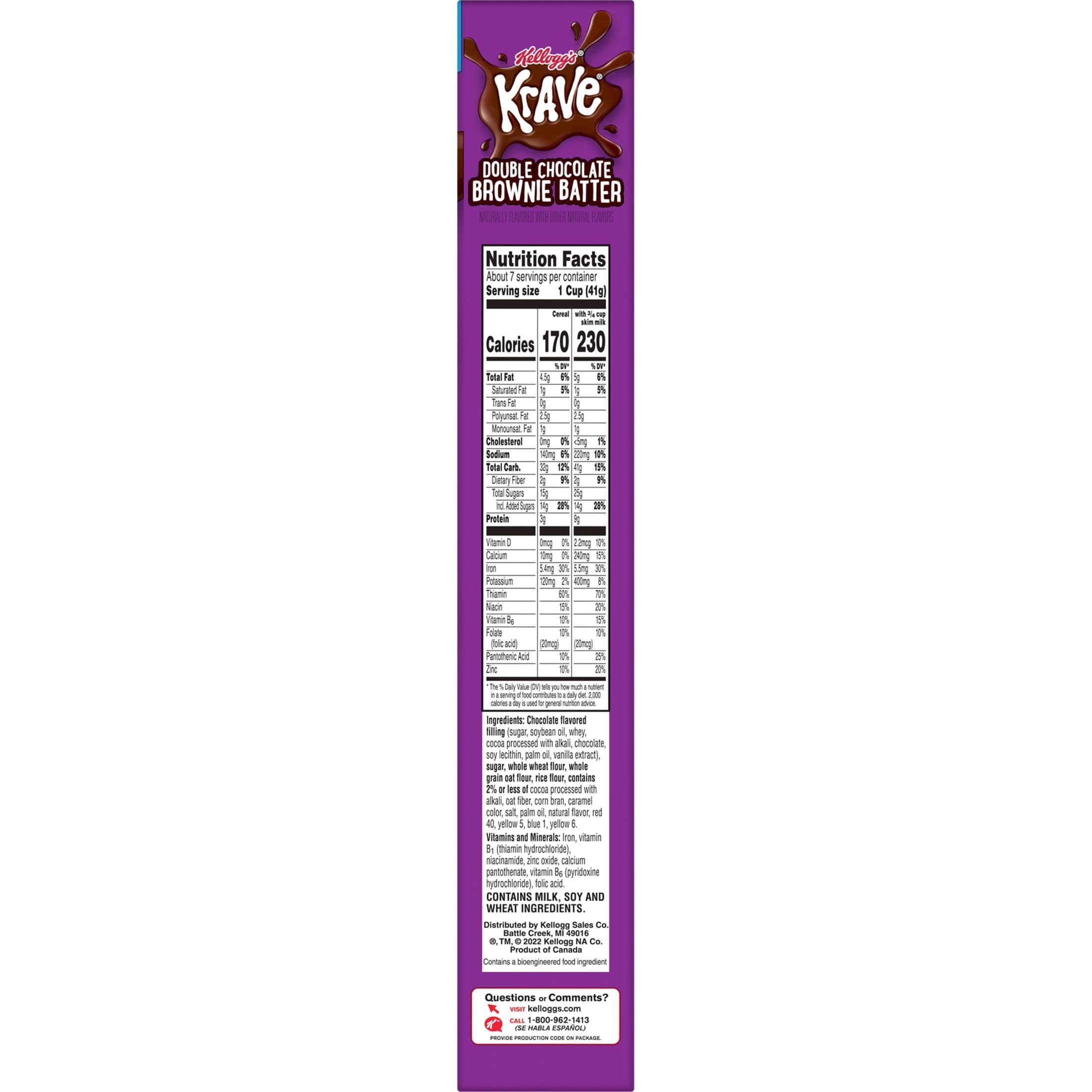 Kellogg's Krave Brownie Batter box on counter, fresh and convenient