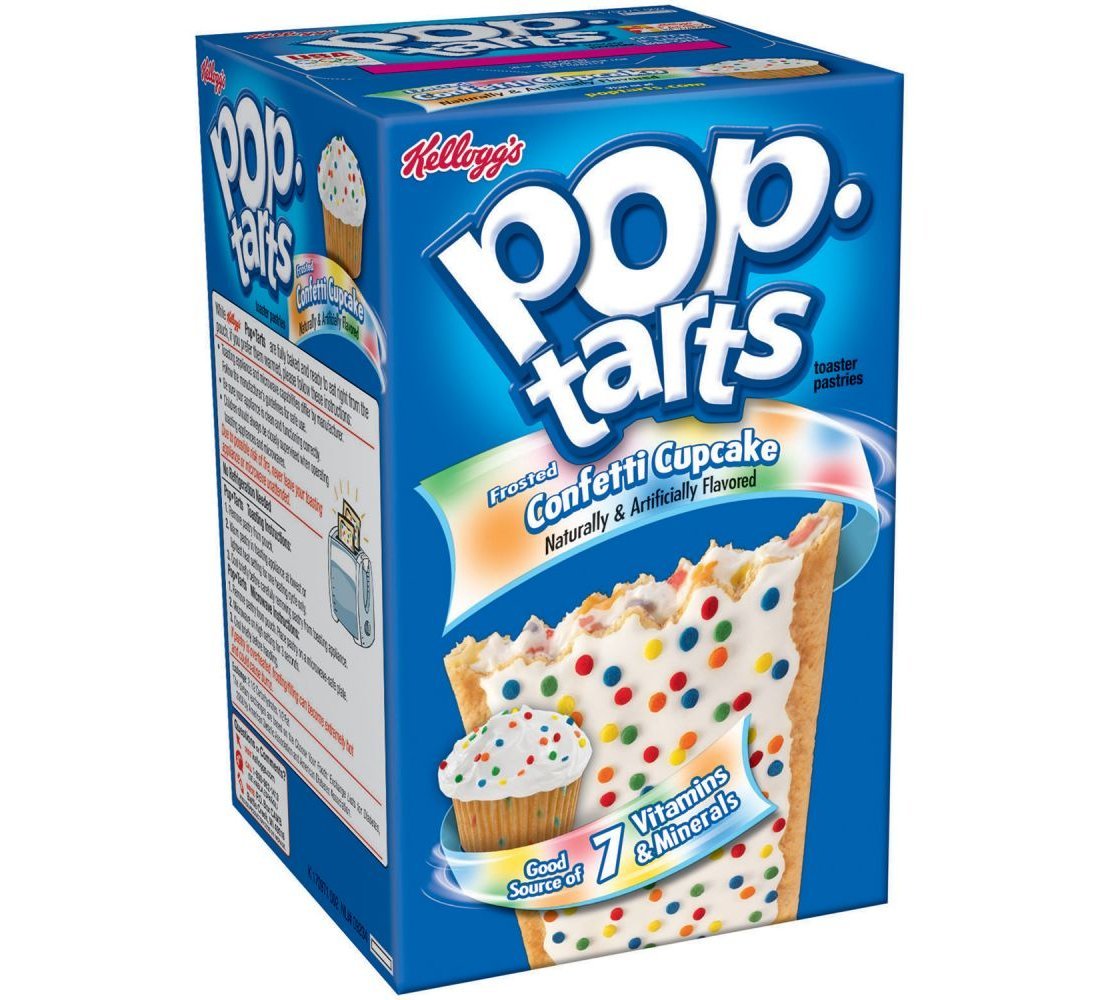 Kellogg's Pop-Tarts Confetti Cupcake pastry with sprinkles, a quick breakfast treat
