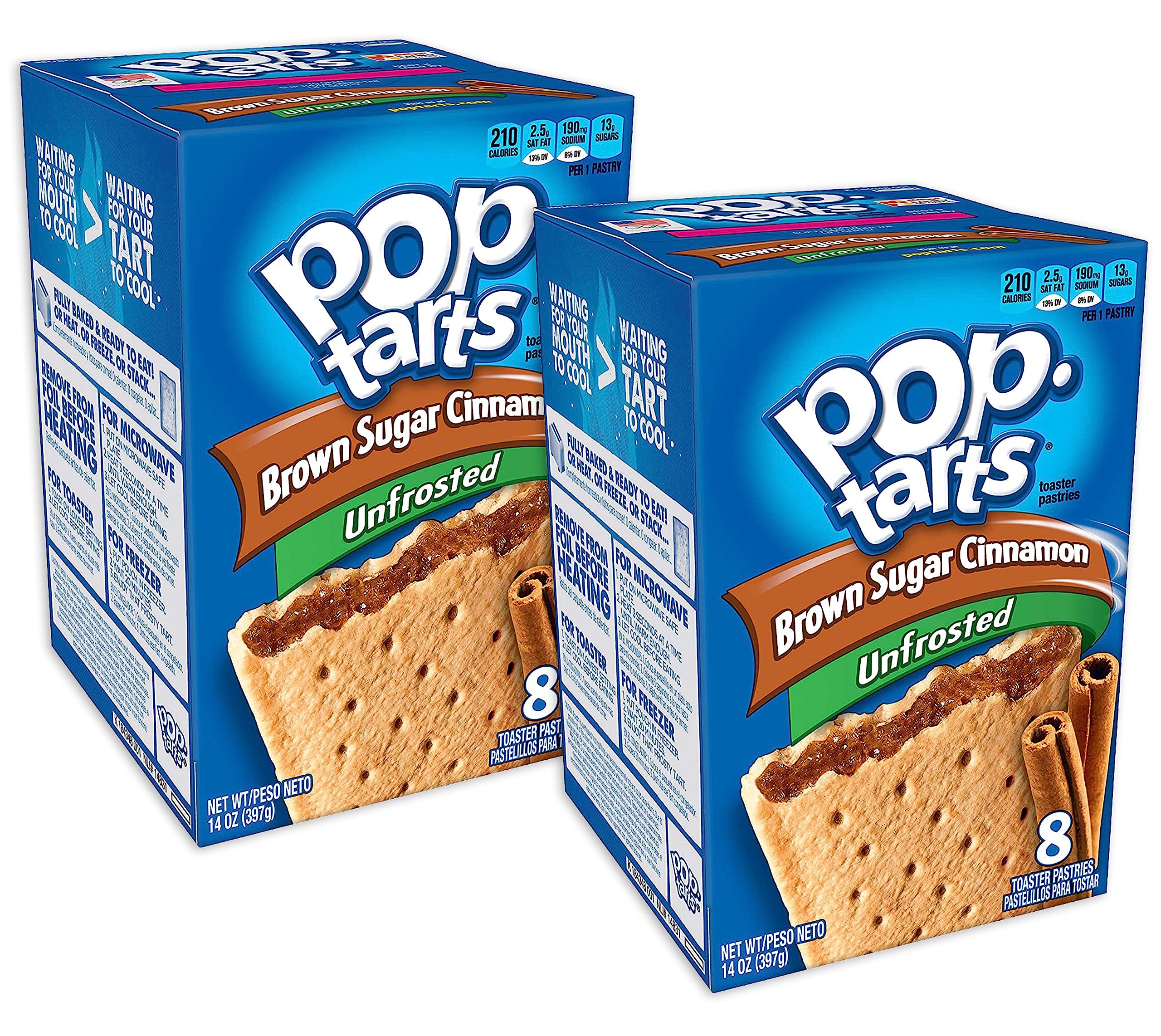 Kellogg's Pop-Tarts unfrosted brown sugar cinnamon box for quick breakfast.