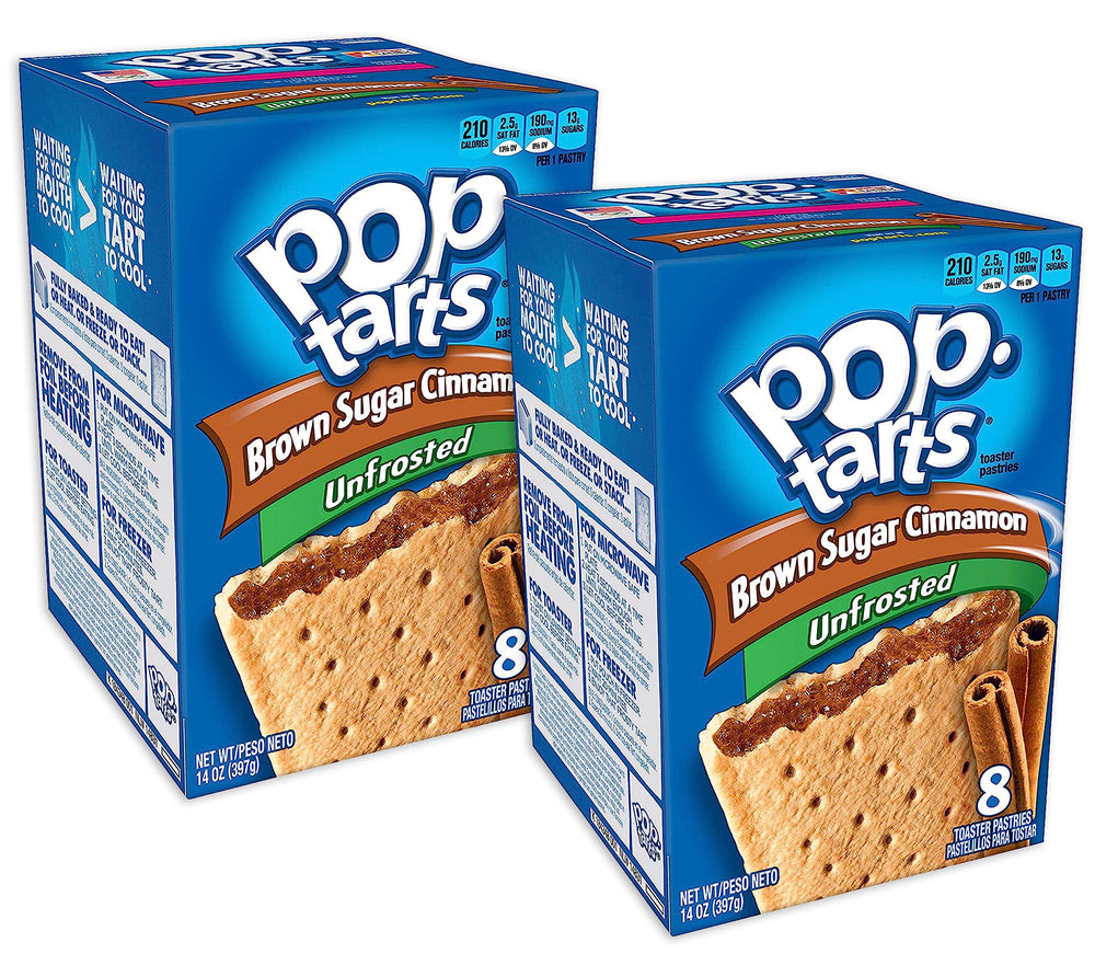 Kellogg's Pop-Tarts unfrosted brown sugar cinnamon box for quick breakfast.