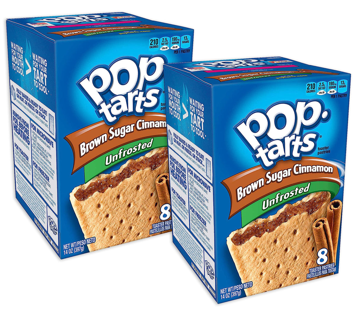 Kellogg's Pop-Tarts unfrosted brown sugar cinnamon box for quick breakfast.