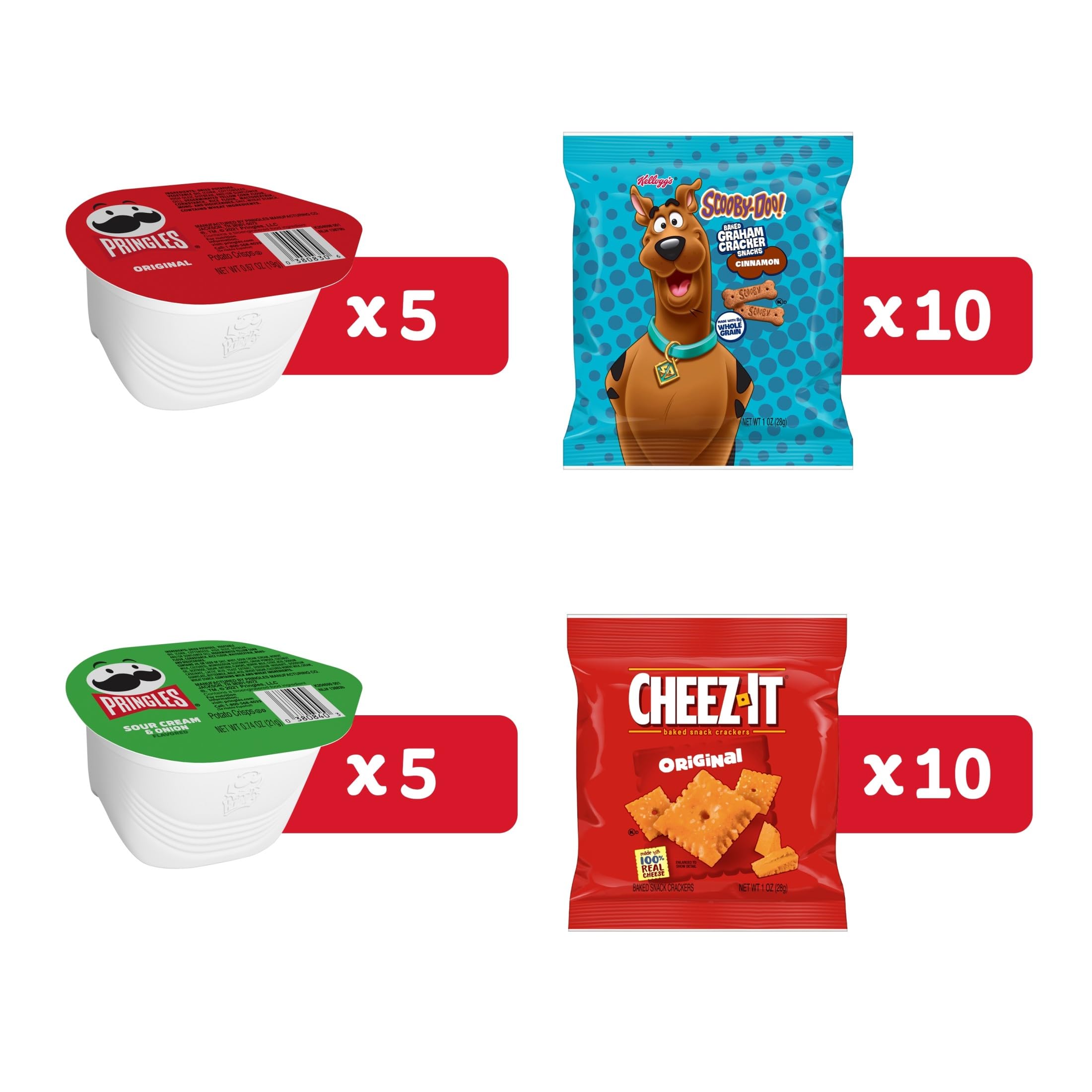Kellogg's Pringles Sour Cream and Onion pack; tangy flavor in a convenient tube