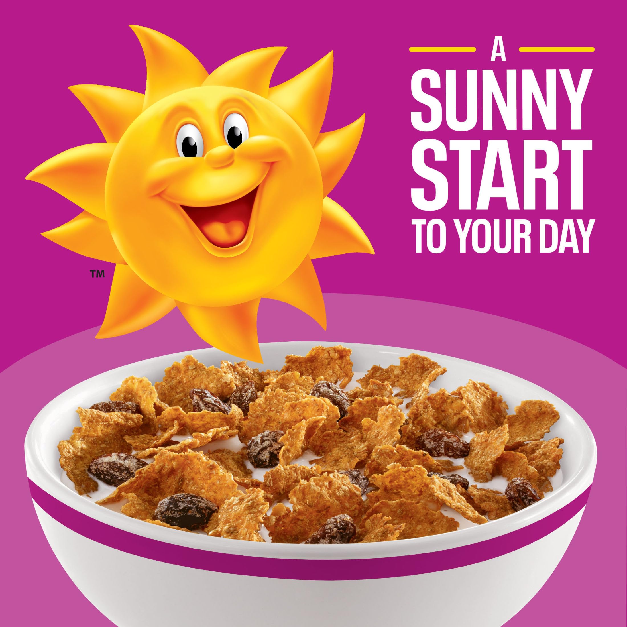 Kellogg's Raisin Bran nutrition label focusing on vitamins and iron