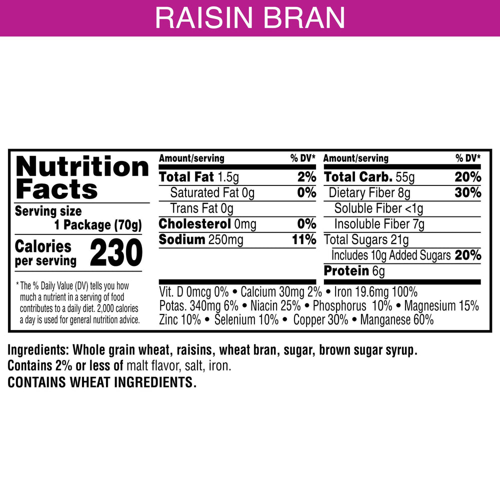 Kellogg's Raisin Bran raisins close-up, natural sweetness for snacktime.