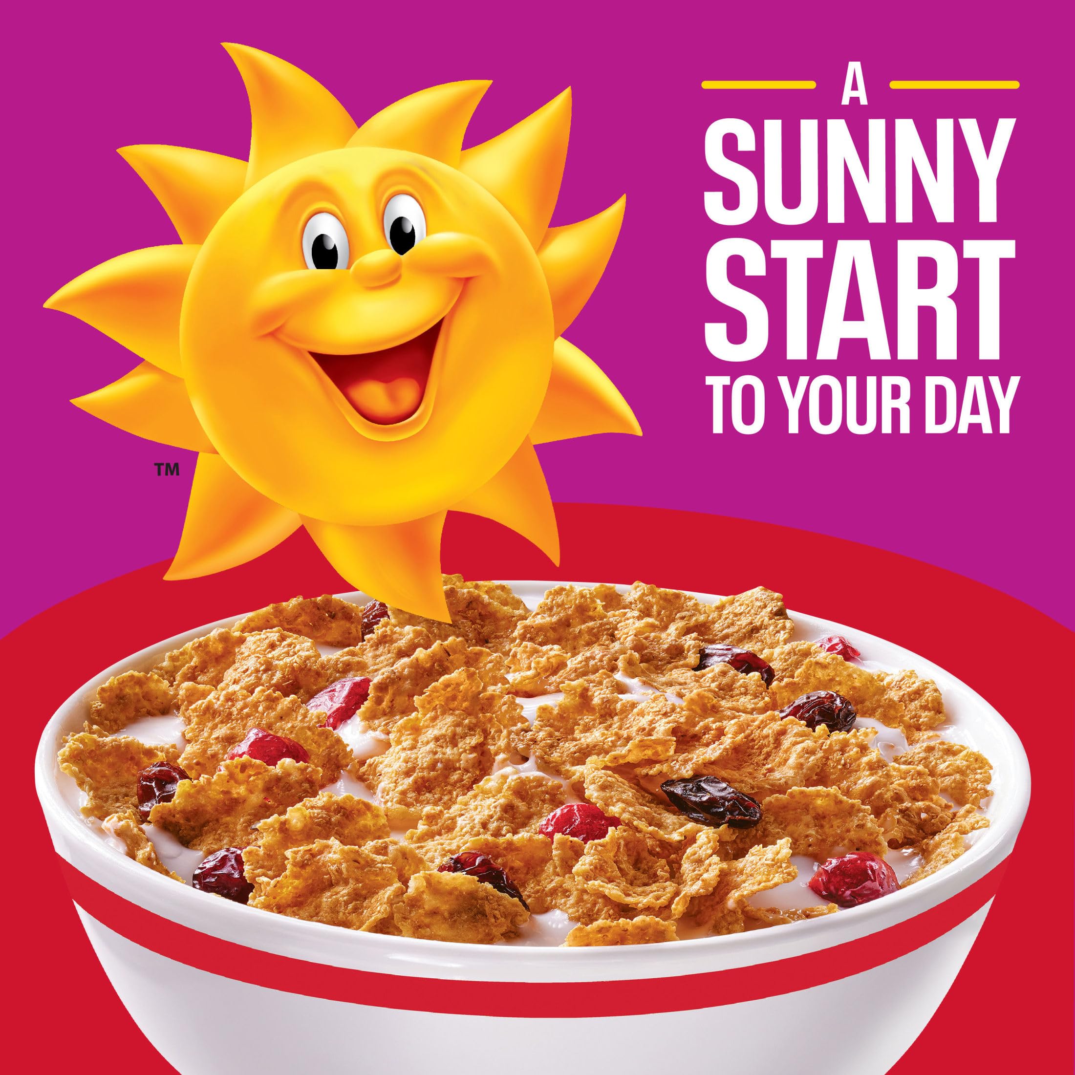 Close-up of tart cranberries in Kellogg's Raisin Bran with Cranberries for fruity crunch