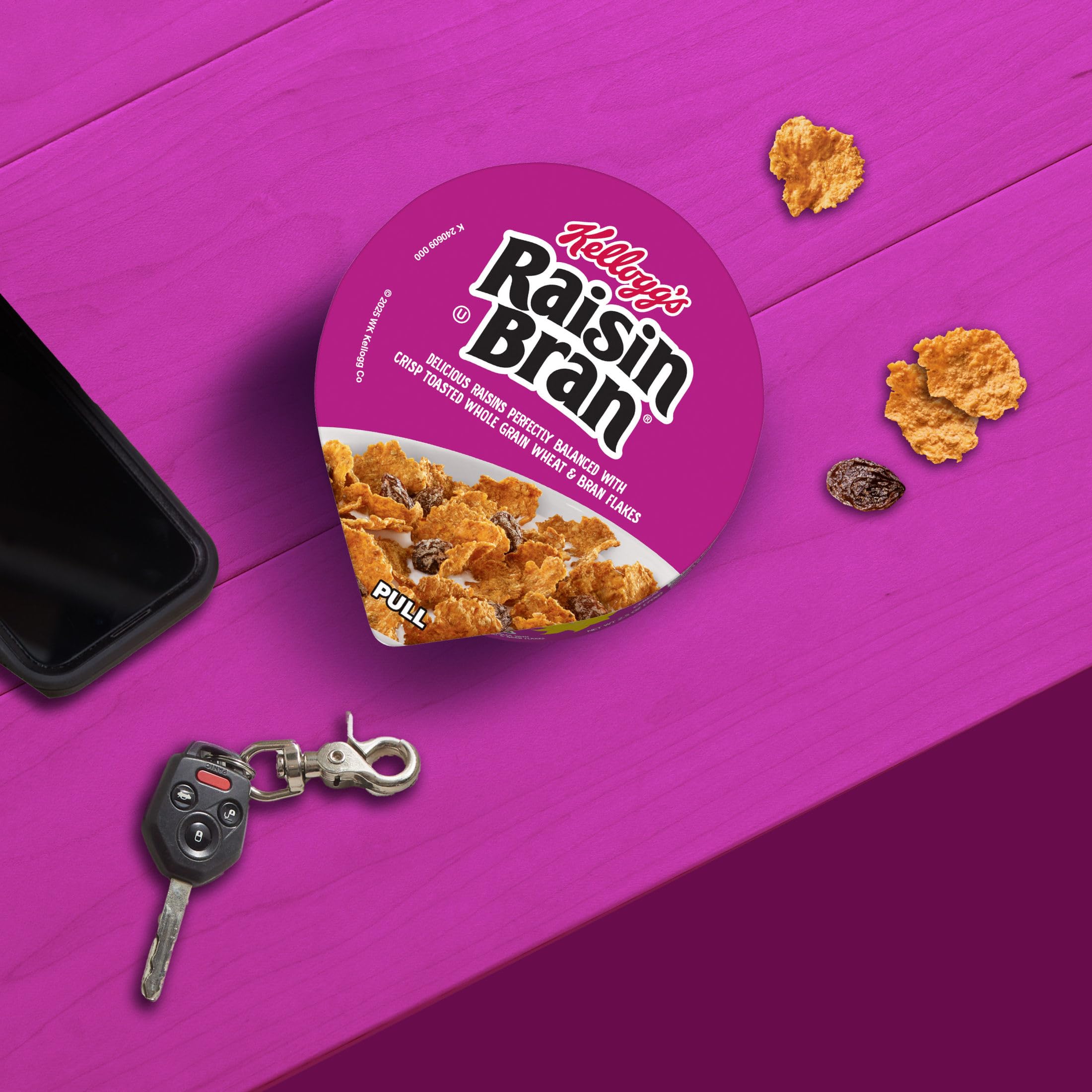 Kellogg's Raisin Bran yogurt topping, versatile serving idea.