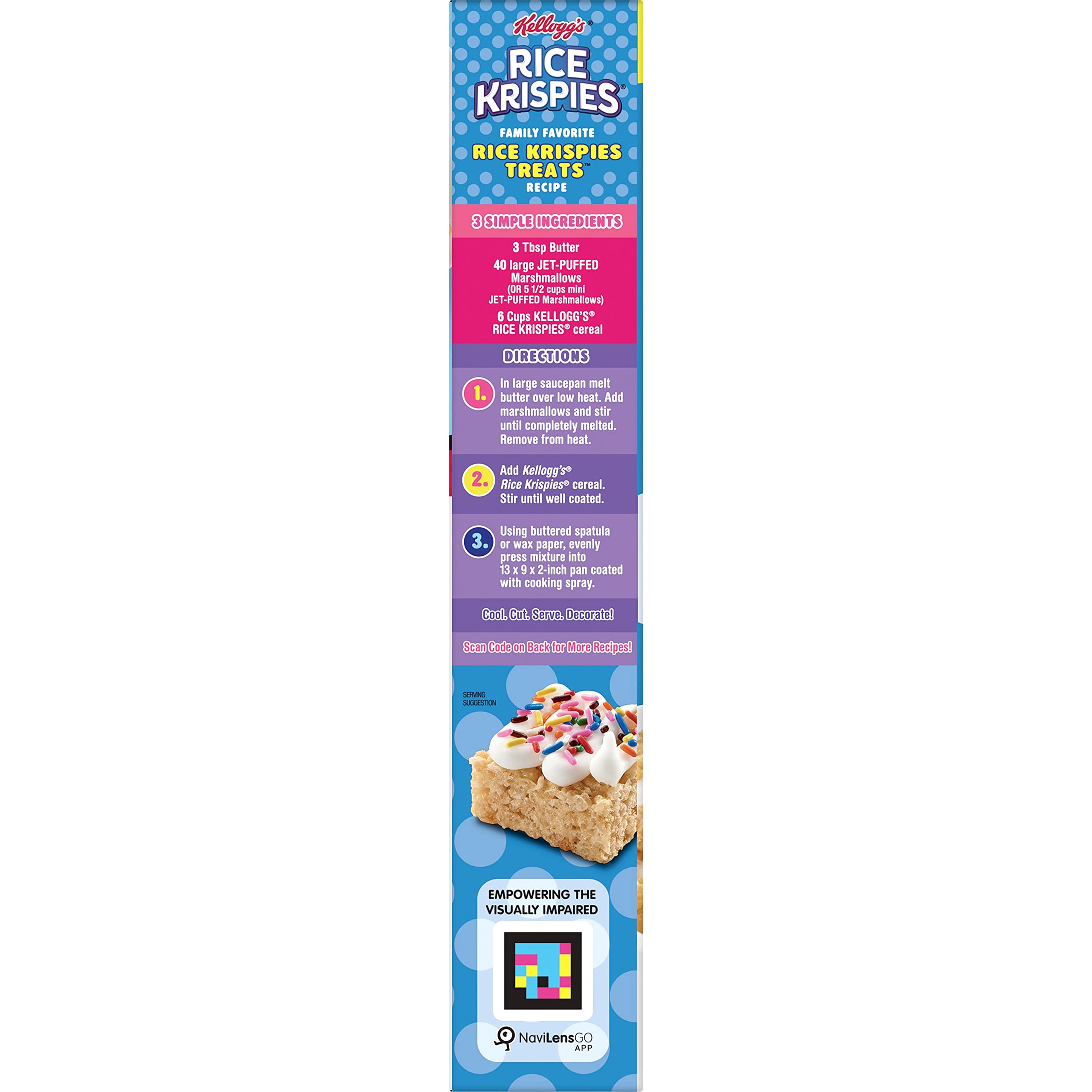 Kellogg's Rice Krispies cereal on a kitchen counter with measuring spoons