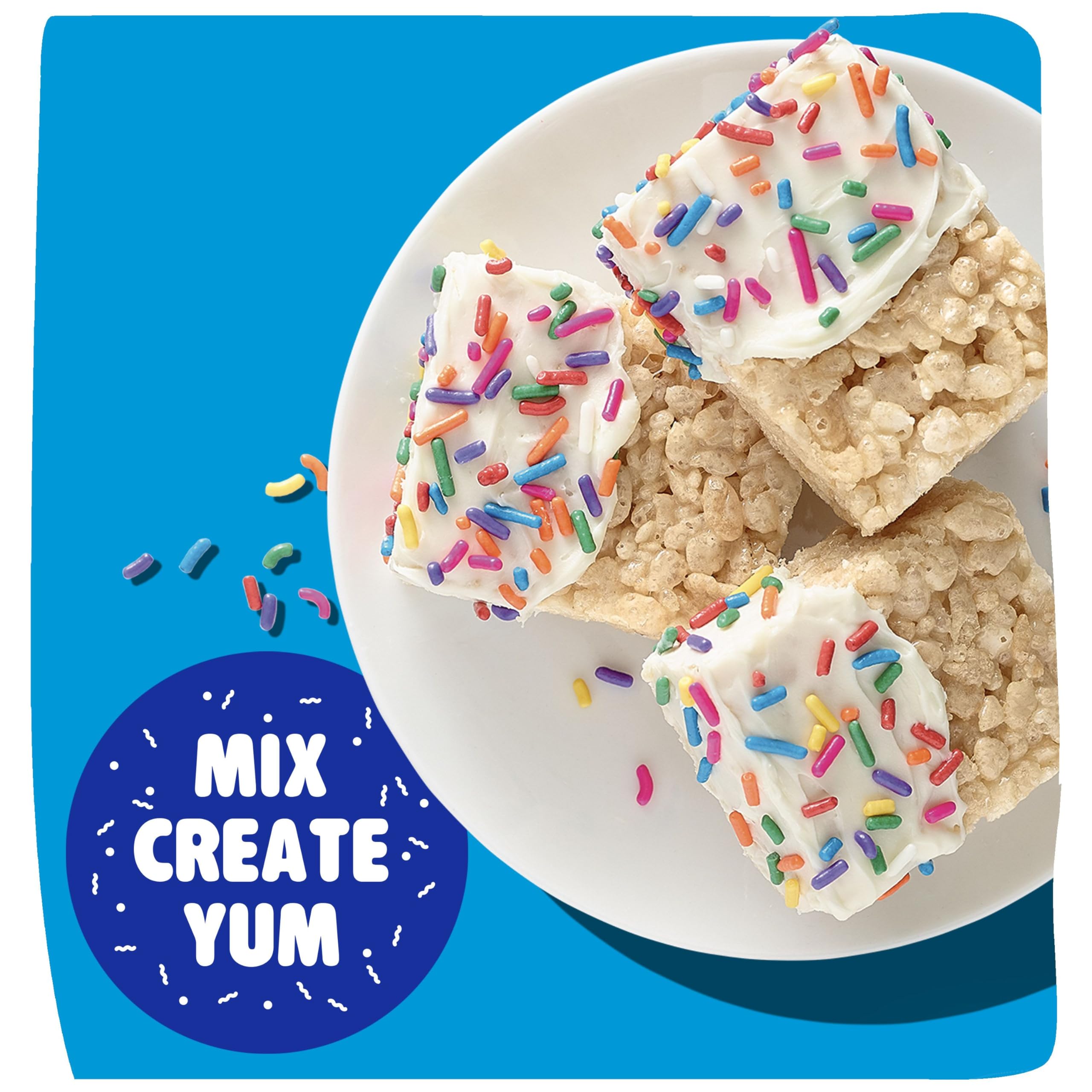 Prepared Rice Krispies Treats dish with melted marshmallow topping
