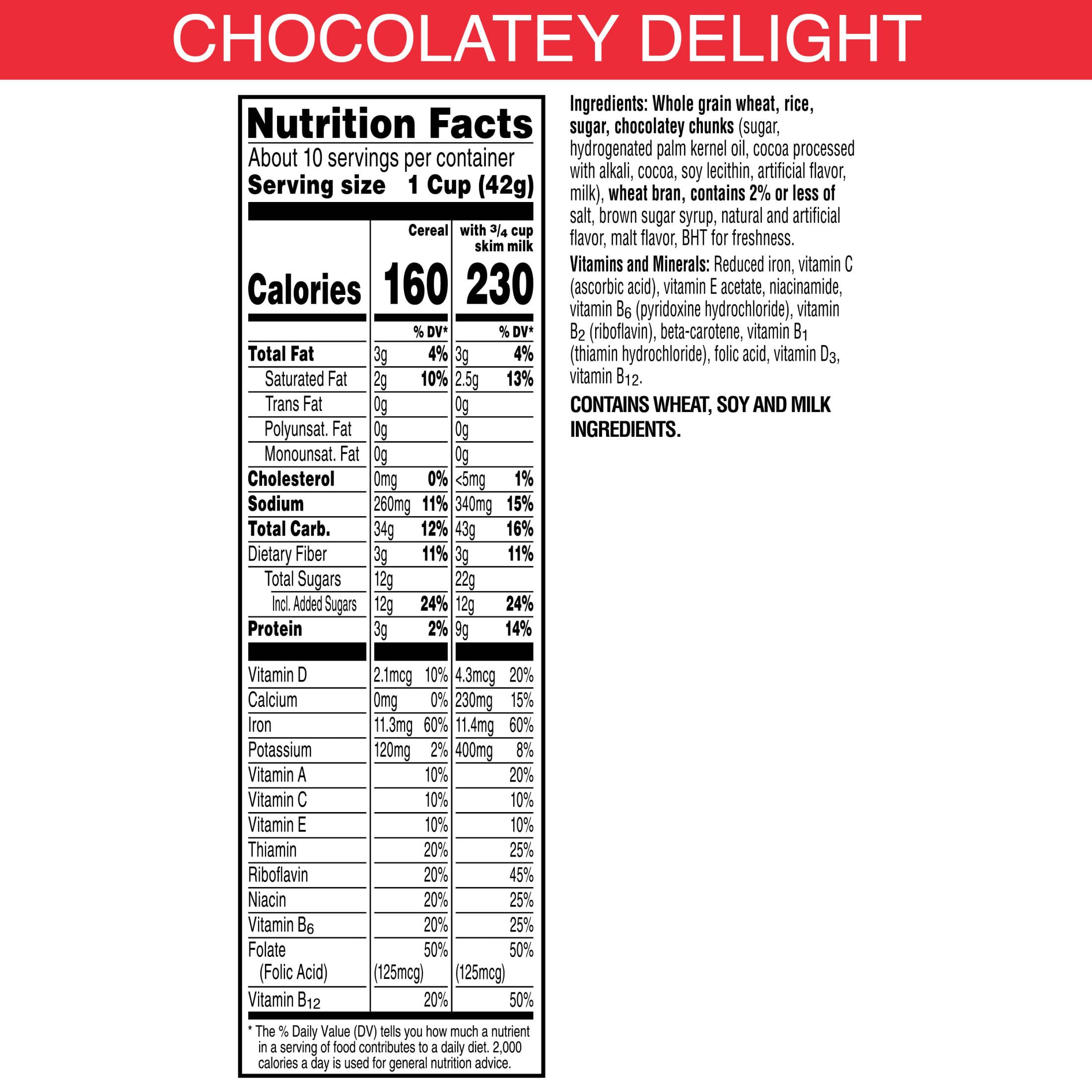Close-up of chocolatey chunks in Kellogg's Special K Chocolatey Delight.