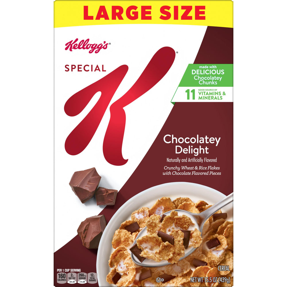 Family breakfast with Kellogg's Special K Chocolatey Delight on the table.