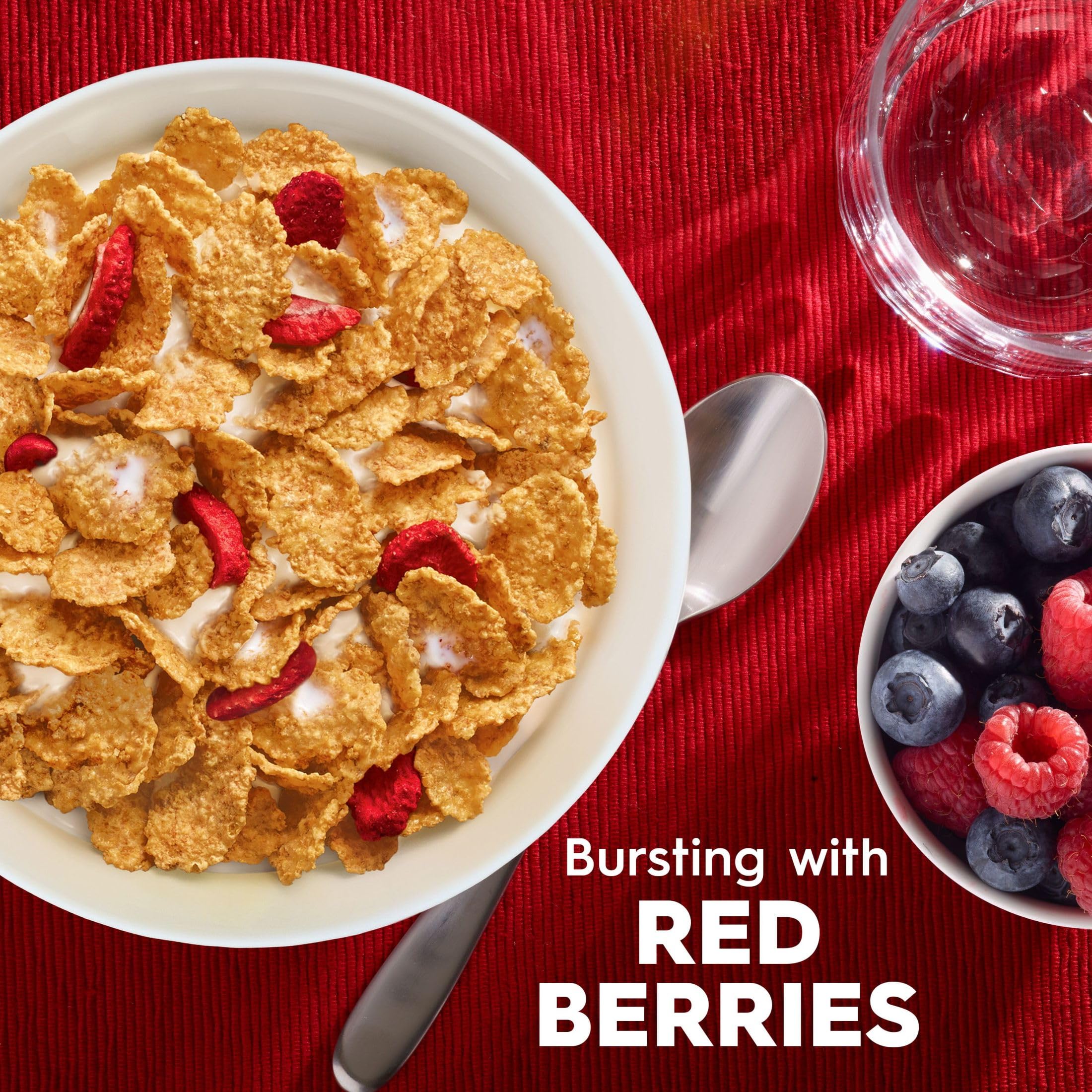 Kellogg's Special K crisp wheat and rice flakes with berries for crunch.