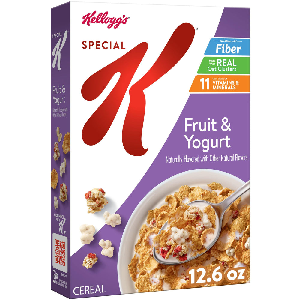 Kellogg's Special K Fruit and Yogurt box front, a convenient family breakfast option.
