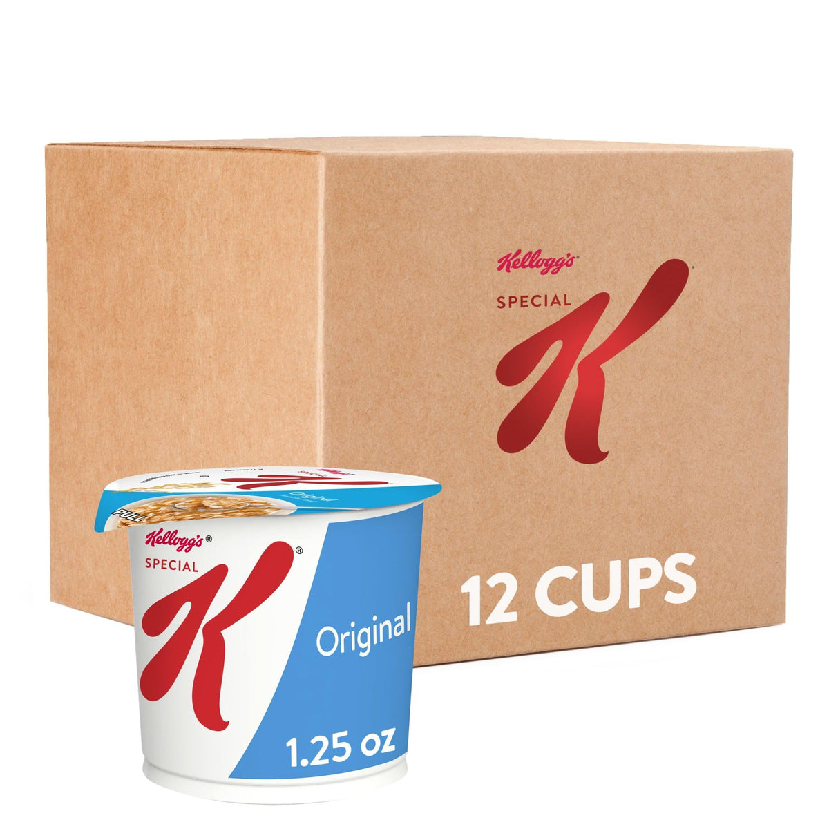 Kellogg's Special K Original cup open, ready for a quick, mess-free breakfast.