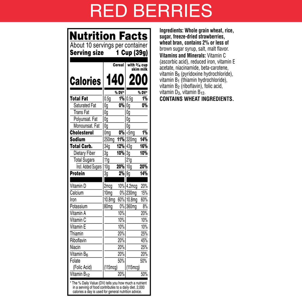 Kellogg's Special K Red Berries delivers crunchy wheat and rice flakes for a satisfying morning.