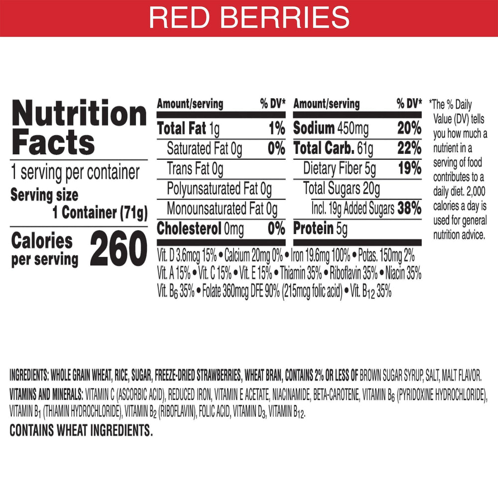 Top view of Kellogg's Special K Red Berries cups for quick breakfast