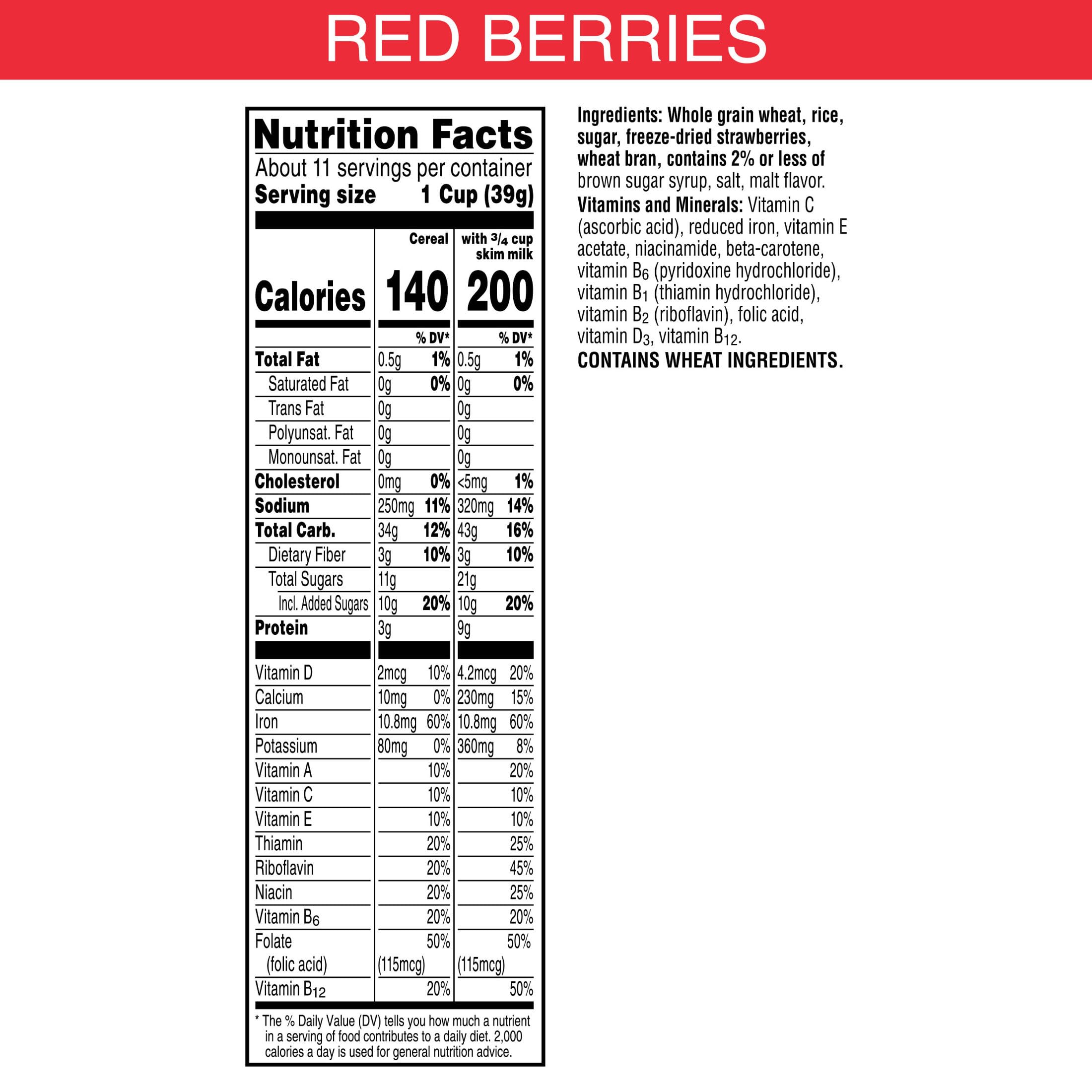 Kellogg's Special K Red Berries close-up with real strawberries.
