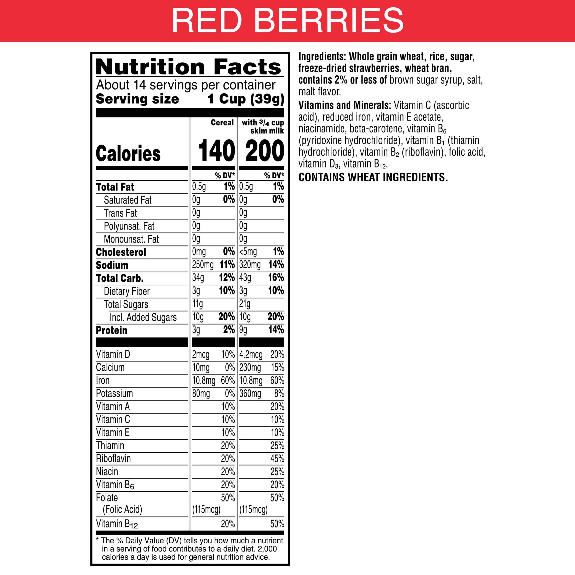 Kellogg's Special K Red Berries with real strawberries in a bowl for natural sweetness.