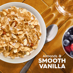 Kellogg's Special K Vanilla and Almond cereal close-up with almonds, highlighting wholesome textures.