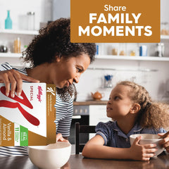 Kellogg's Special K Vanilla and Almond cereal being poured into a bowl for breakfast.