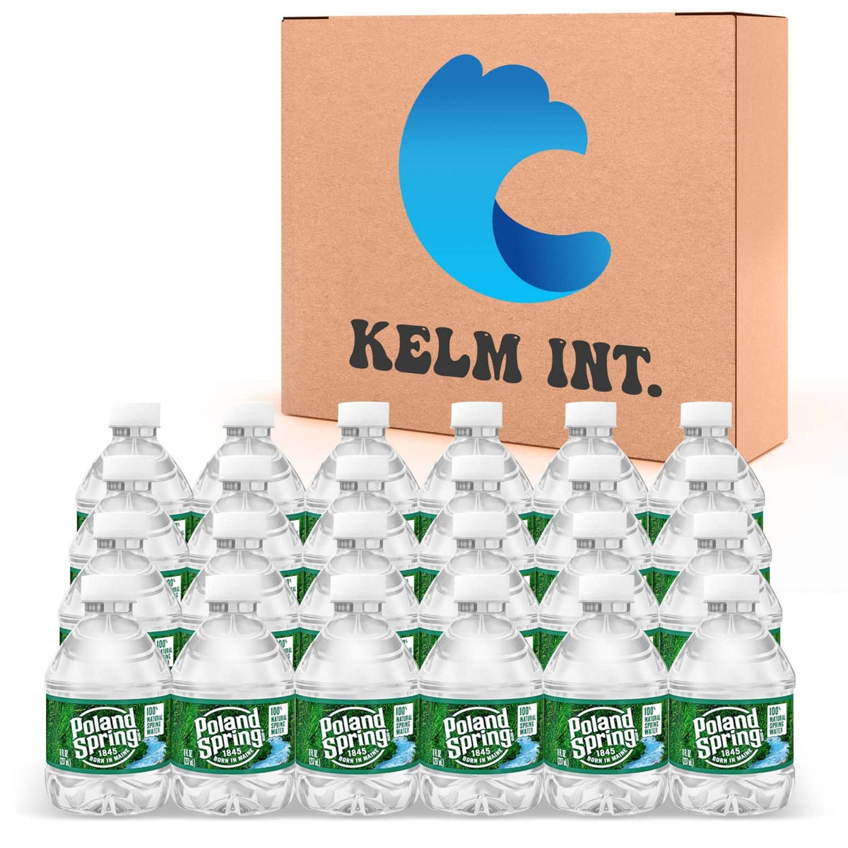 Kelm Int Poland Spring 8oz mini bottle pour, convenient on the go hydration.