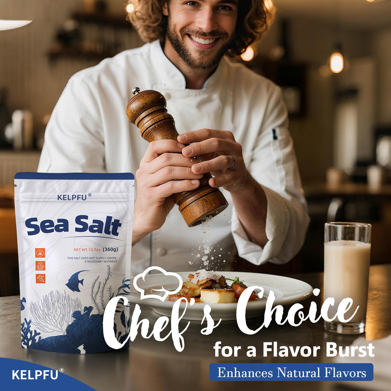 KELPFU salt on a steak to bloom and enhance natural flavors.
