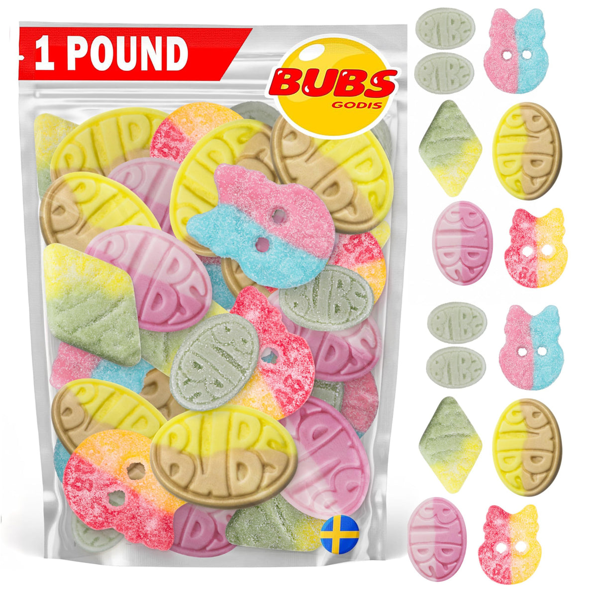Kenai Kitchen BUBS Swedish Candy Mix 1lb package showcases authentic Swedish flavors for sharing.