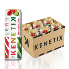 Kenetik Watermelon Lime 12oz can front view highlighting caffeine-free focus benefits