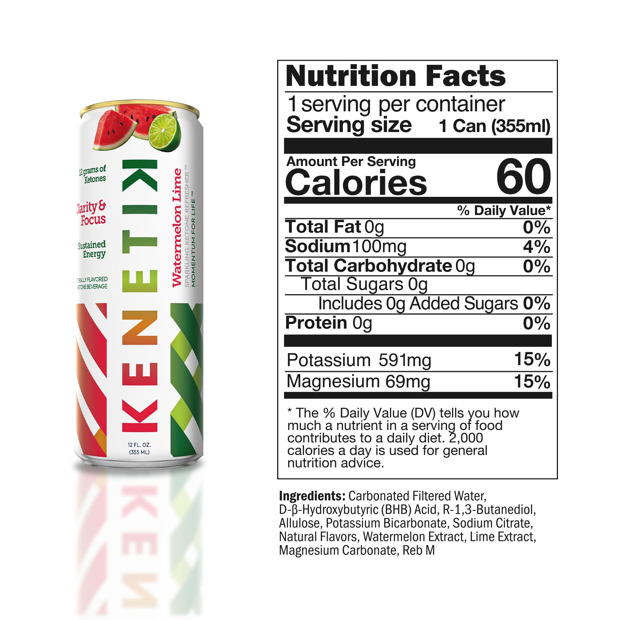 Kenetik Watermelon Lime 12oz can side view showing sleek packaging for daily use