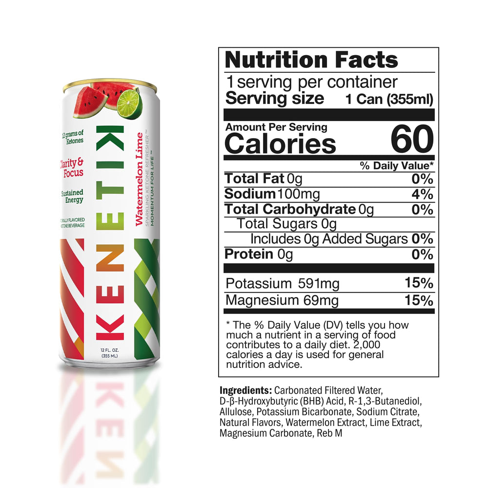 Kenetik Watermelon Lime 12oz can side view showing sleek packaging for daily use