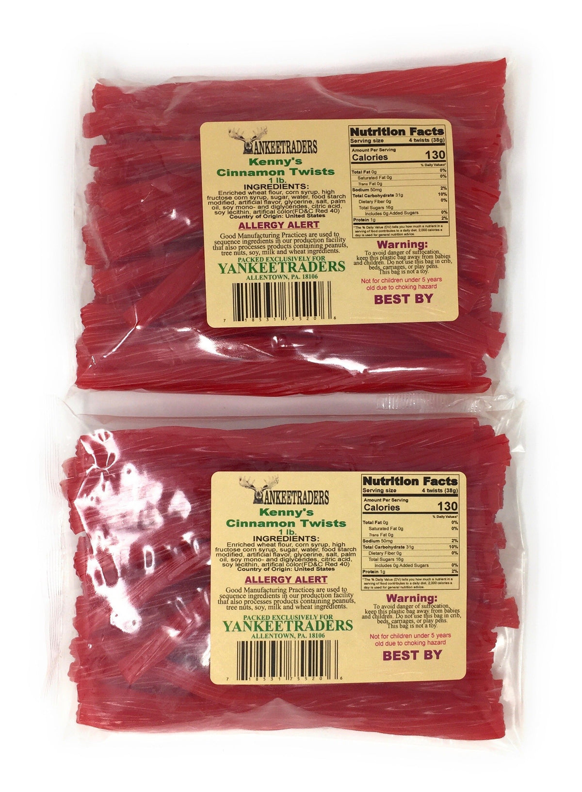 Kenny's Cinnamon Licorice Twists 2lb bulk bag, perfect for entertaining and easy stocking.
