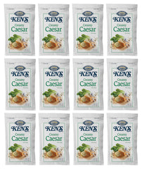 Ken's Creamy Caesar Dressing pouch label highlights gluten-free, US-made quality.
