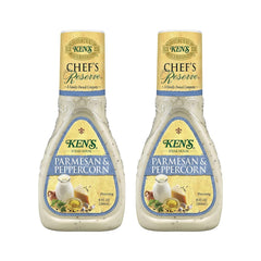 Ken's Steak House Chef's Reserve Parmesan Peppercorn dressing bottle ready to pour on greens