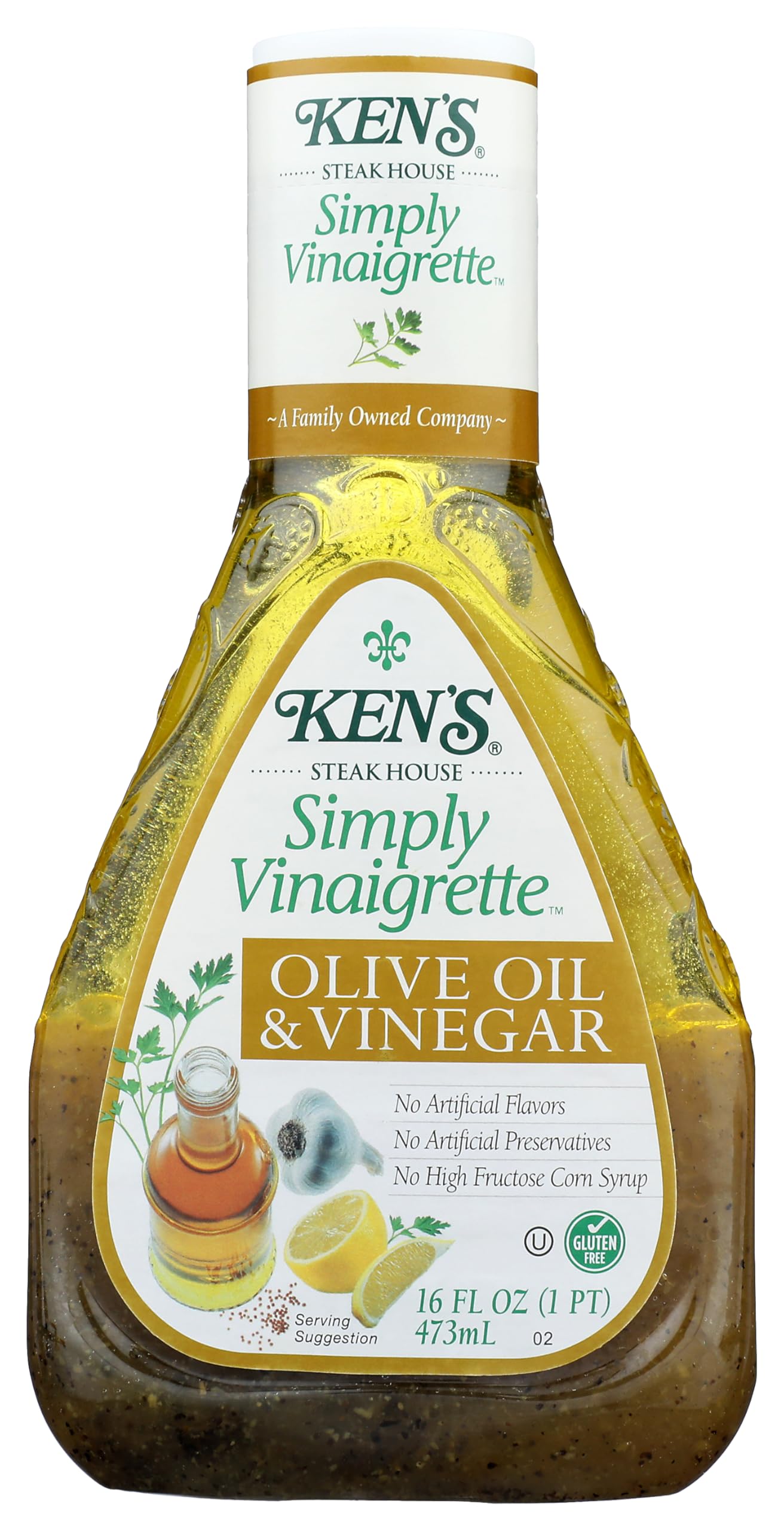 Ken's Steak House Simply Vinaigrette bottle showing simple olive oil and vinegar base for versatile salads